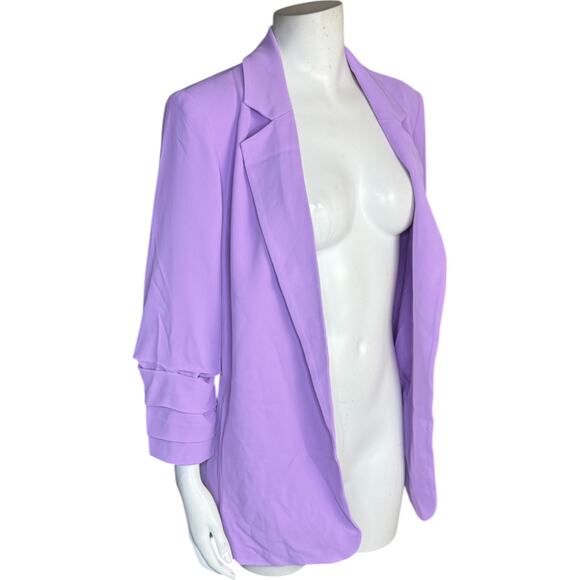 nicole by Nicole Miller Stretch Crepe Blazer with Ruched Sleeves Liliac Small - Picture 6 of 13